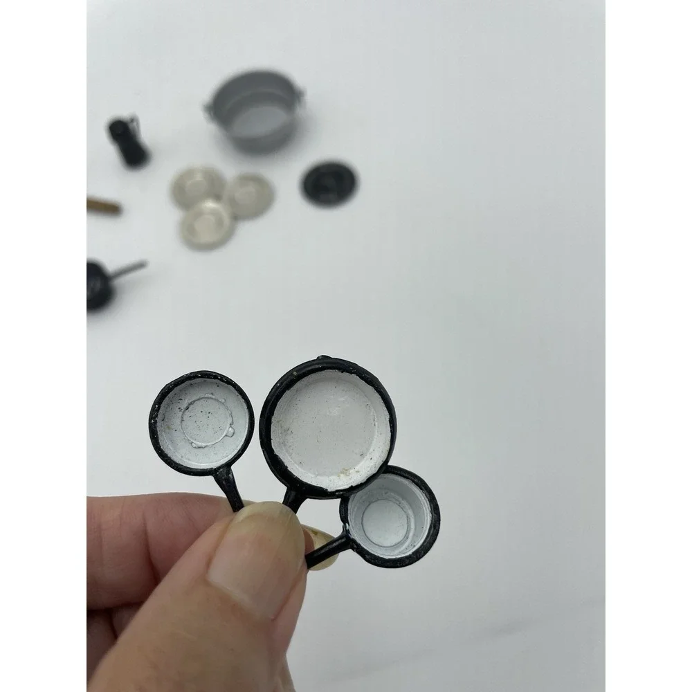 14 Pc Set Miniature‎ Metal Dollhouse Camping Supplies Dishes Pots & Tools